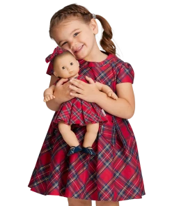 American Girl Ages 18m+ Pretty Plaid Christmas Dress For Bitty Baby® Dolls & Little Girls