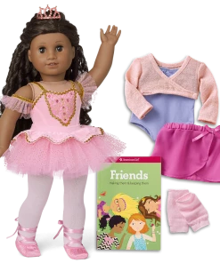American Girl Ages 6+ Sparkling Ballerina Doll & Outfit Set: Curly Black-Brown Hair, Brown Eyes