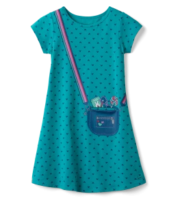 American Girl Ages 6+ Heart Print Dress & Gold Moto Jacket Outfit For Girls