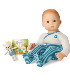 American Girl Bitty Baby® Doll #6 In Soft Blue + Bear Friend & Board Book Ages 18m+