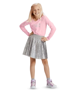 American Girl Snow Pretty Top For Girls & Silver Sparkle Skirt Outfit For Girls Ages 6+