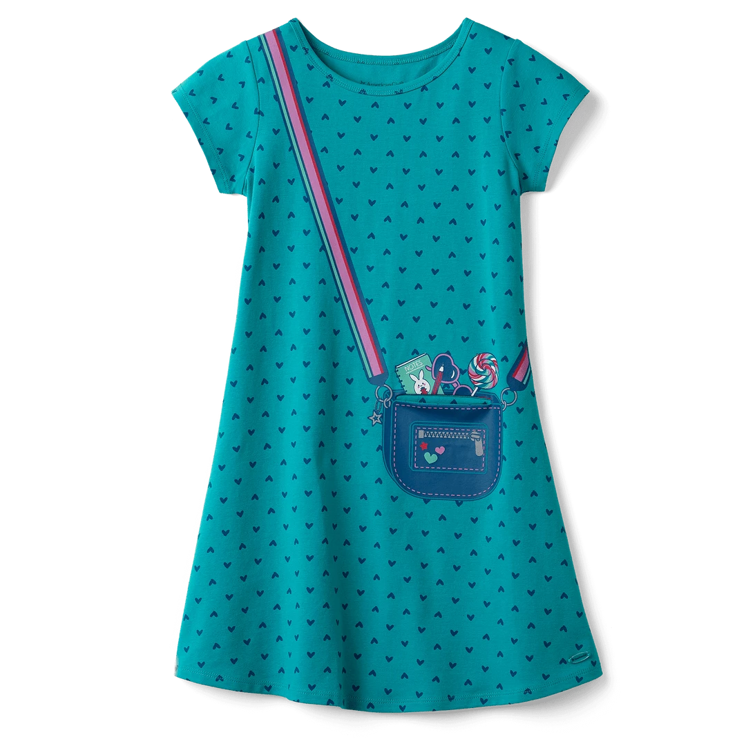 American Girl Ages 6+ Gold Moto Jacket & Heart Print Dress Outfit For Girls 6 American Girl Ages 6+ Gold Moto Jacket & Heart Print Dress Outfit For Girls