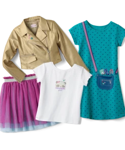 American Girl Ages 6+ Heart Print Dress & Gold Moto Jacket Outfit For Girls