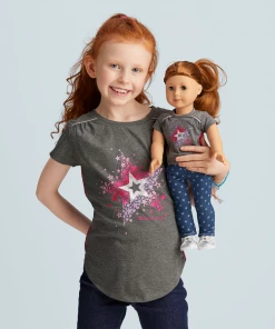 American Girl Star Bright Tee For Girls & 18-inch Dolls
