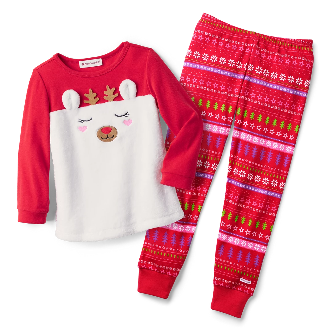 American Girl Reindeer PJ Top & Pants For Little Girls Girl Pajamas 6 American Girl Reindeer PJ Top & Pants For Little Girls Girl Pajamas