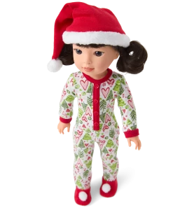 American Girl Hearts & Pines Holiday PJs For Little Girls & WellieWishers Dolls Ages 4+