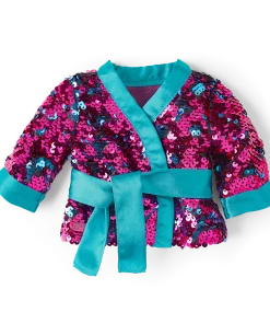 American Girl Heart Print Dress & Sparkling Sequins Kimono Outfit For 18-inch Dolls