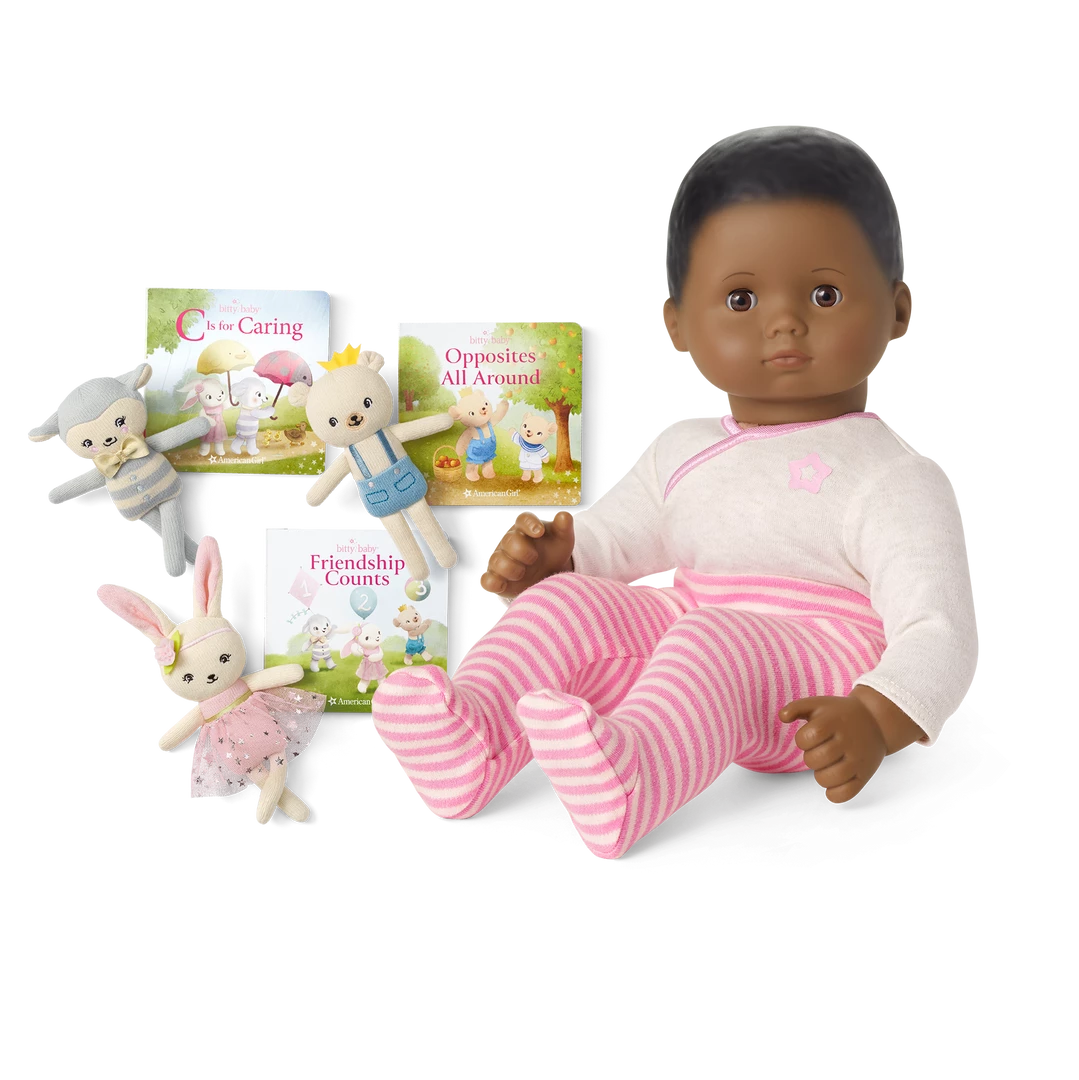American Girl Bitty Baby® Doll #1 In Pretty Pink + Plush Friends & Board Books 3 American Girl Bitty Baby® Doll #1 In Pretty Pink + Plush Friends & Board Books