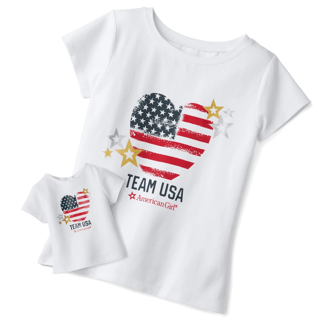 American Girl Team USA T-Shirt For Girls & 18-inch Dolls 8 American Girl Team USA T-Shirt For Girls & 18-inch Dolls