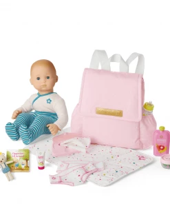 American Girl All Dolls Bitty Baby® Doll #3 In Soft Blue + Bear, Book & Diaper Bag