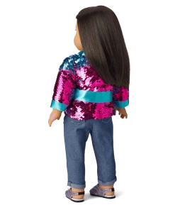 American Girl Ages 6+ Sparkling Sequins Kimono & I Heart Jeans Outfit For 18-inch Dolls