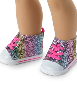 American Girl Rainbow Glitter High Tops For 18-inch Dolls Ages 6+