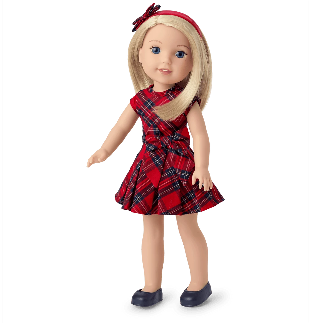 American Girl Pretty Plaid Christmas Dress For Little Girls & WellieWishers™ Dolls 6 American Girl Pretty Plaid Christmas Dress For Little Girls & WellieWishers™ Dolls