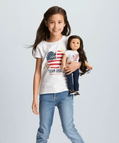 American Girl Team USA T-Shirt For Girls & 18-inch Dolls