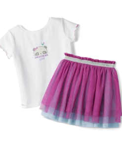 American Girl Cute At Heart Tee & Colorful Ruffles Tiered Skirt Outfit For Girls