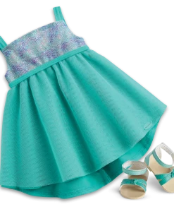 American Girl Snow Pretty Top For Girls & Silver Sparkle Skirt Outfit For Girls Ages 6+