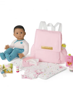 American Girl All Dolls Bitty Baby® Doll #5 In Soft Blue + Bear, Book & Diaper Bag