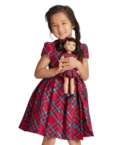 American Girl Pretty Plaid Christmas Dress For Little Girls & WellieWishers™ Dolls