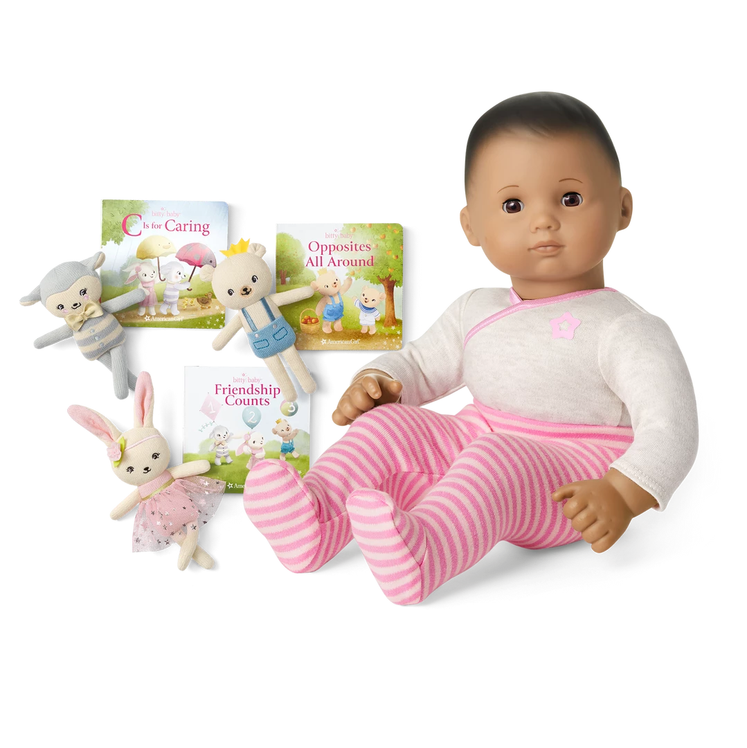 American Girl Bitty Baby® Doll #5 In Pretty Pink + Plush Friends & Board Books 3 American Girl Bitty Baby® Doll #5 In Pretty Pink + Plush Friends & Board Books