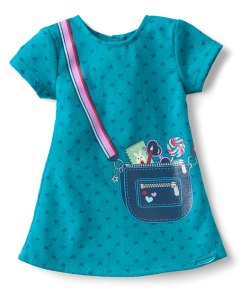 American Girl Heart Print Dress & Sparkling Sequins Kimono Outfit For 18-inch Dolls