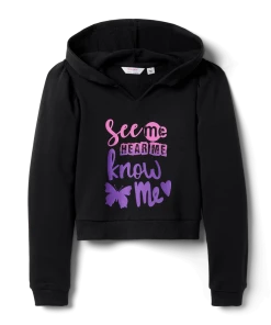 American Girl® X Janie And Jack: Makena’s™ Black Crop Hoodie For Girls Ages 8+