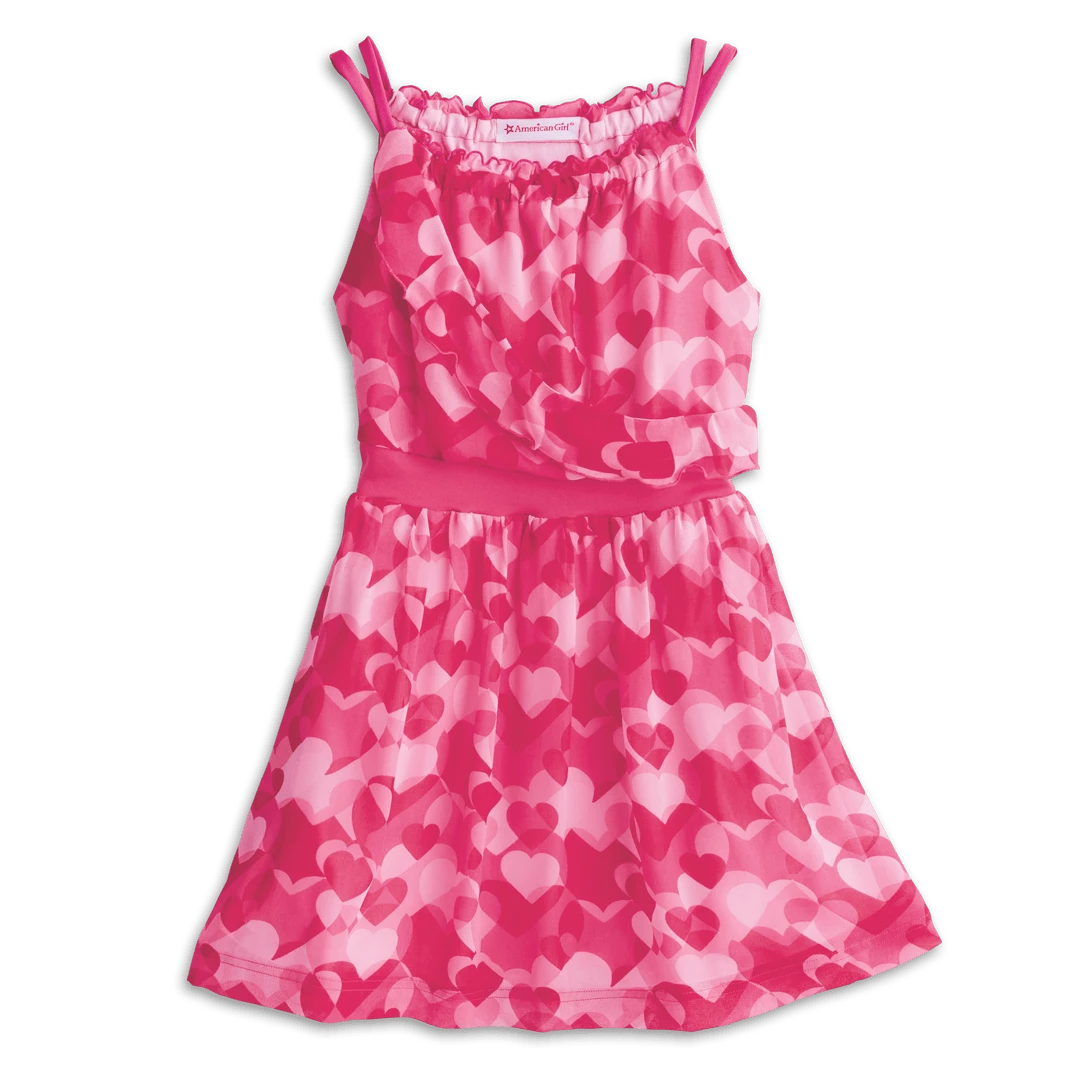 American Girl Red Hearts Ruffle Dress For Girls 3 American Girl Red Hearts Ruffle Dress For Girls