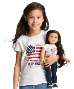 American Girl Team USA T-Shirt For Girls & 18-inch Dolls