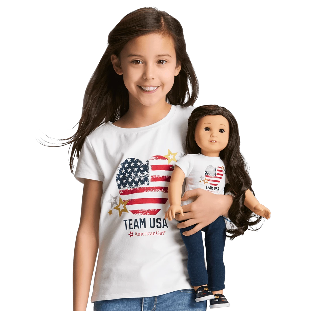 American Girl Team USA T-Shirt For Girls & 18-inch Dolls 3 American Girl Team USA T-Shirt For Girls & 18-inch Dolls