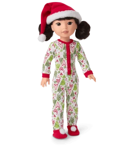 American Girl Hearts & Pines Holiday PJs For Little Girls & WellieWishers Dolls Ages 4+