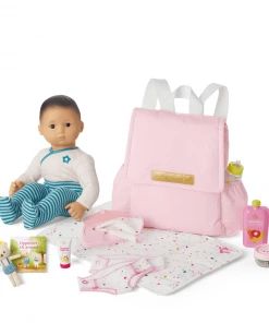 American Girl Bitty Baby® Doll #4 In Soft Blue + Bear, Book & Diaper Bag All Dolls