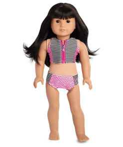 American Girl Stripes & Dots Swimsuit For 18-inch Dolls Ages 8+